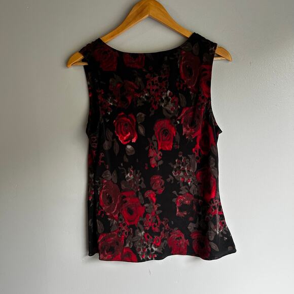 Vintage Talbots Silk Babydoll Y2K Top Whimsigoth Fairy Grunge Womens 4 Black Red - Picture 6 of 7